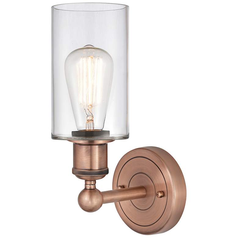 Image 3 Edison 11 1/4" High Antique Copper Clear Glass Wall Sconce more views