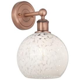 Edison 12.25" High Antique Copper Sconce With White Mouchette Shade Edison 12.25" High Antique Copper Sconce With White Mouchette Shade