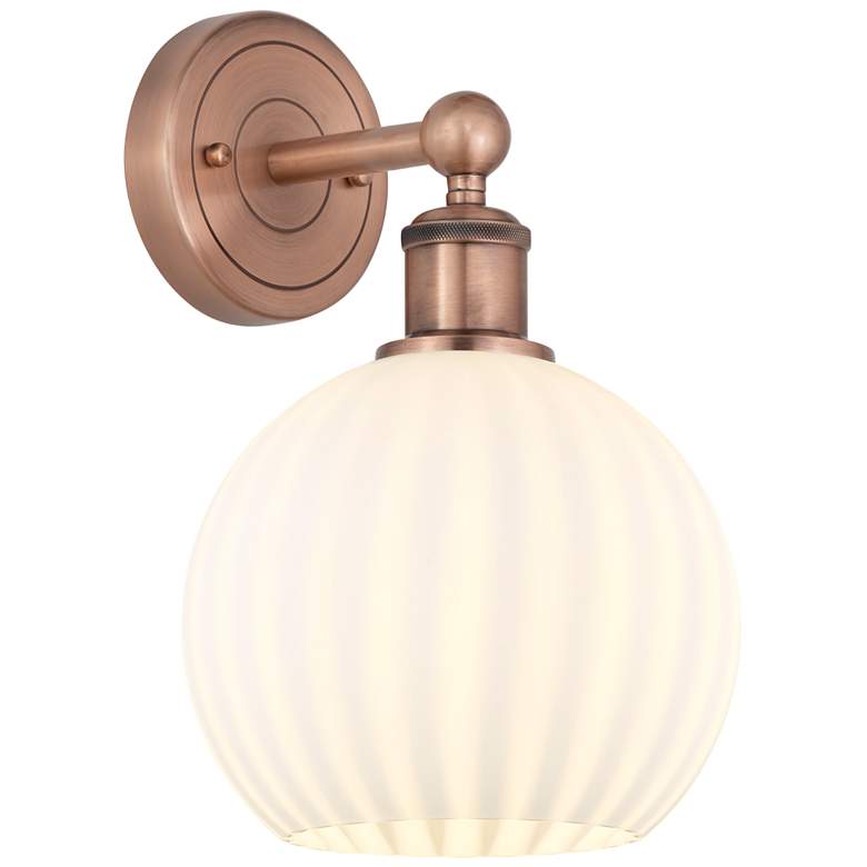 Image 1 Edison 12.25" High Antique Copper Sconce With White Venetian Shade