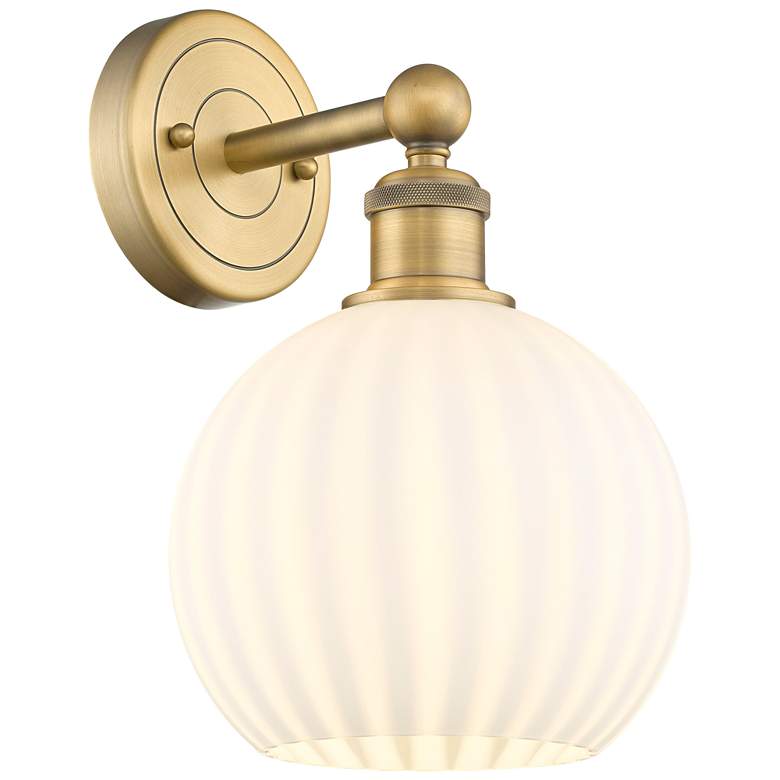 Image 1 Edison 12.25" High Brushed Brass Sconce With White Venetian Shade
