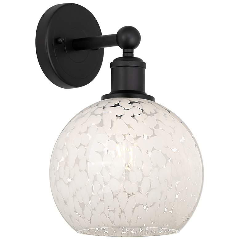 Image 1 Edison 12.25" High Matte Black Sconce With White Mouchette Shade
