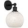 Edison 12.25" High Matte Black Sconce With White Mouchette Shade