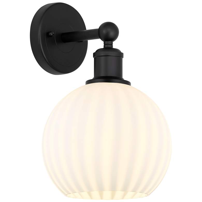 Image 1 Edison 12.25" High Matte Black Sconce With White Venetian Shade