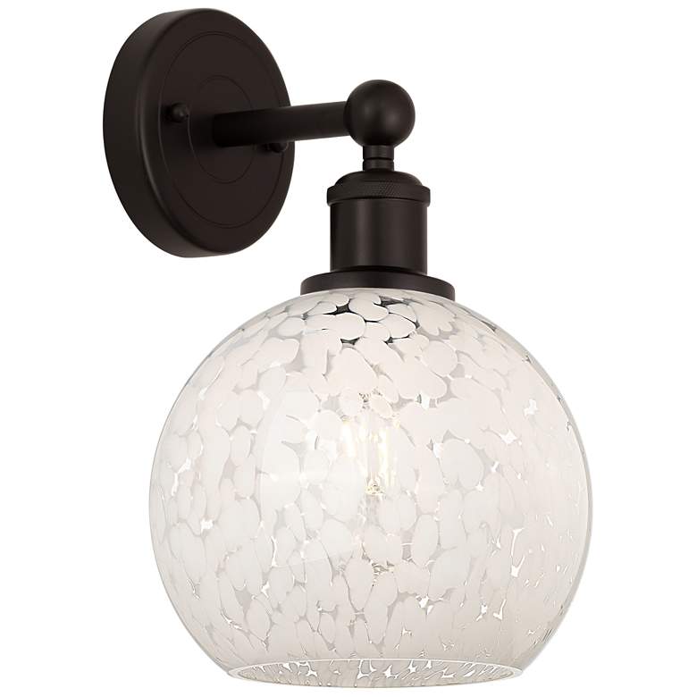 Image 1 Edison 12.25" High Oil Rubbed Bronze Sconce With White Mouchette Shade