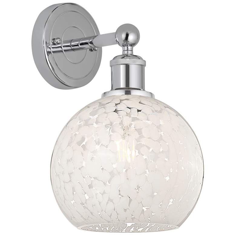 Image 1 Edison 12.25" High Polished Chrome Sconce With White Mouchette Shade