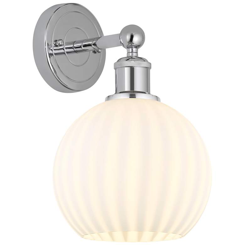 Image 1 Edison 12.25" High Polished Chrome Sconce With White Venetian Shade
