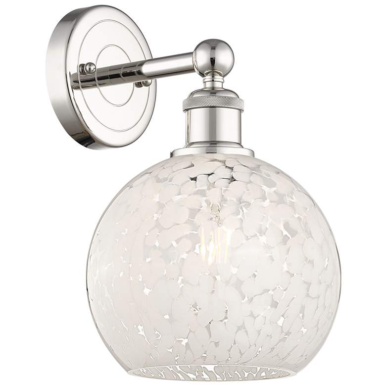 Image 1 Edison 12.25" High Polished Nickel Sconce With White Mouchette Shade