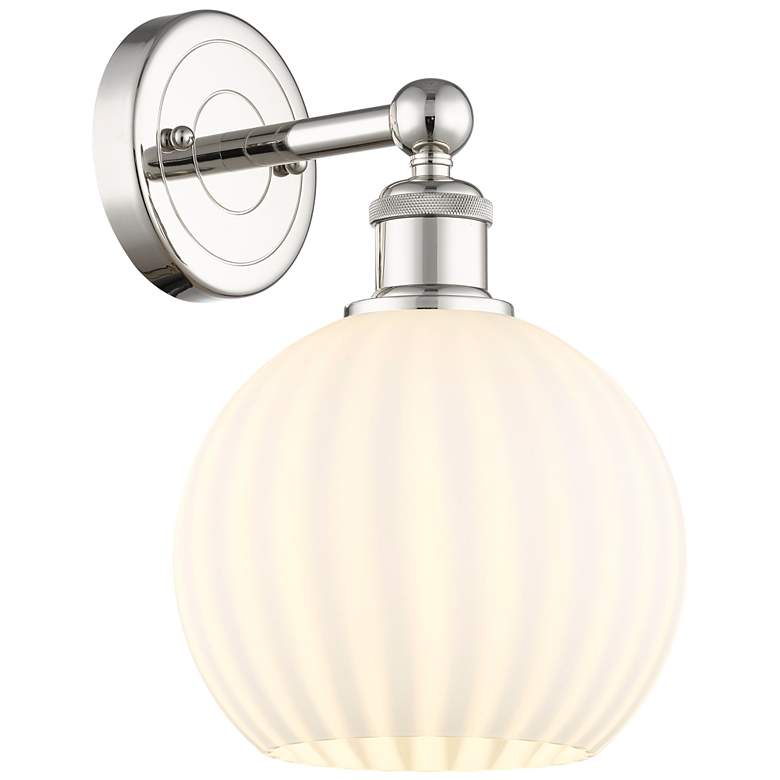 Image 1 Edison 12.25" High Polished Nickel Sconce With White Venetian Shade