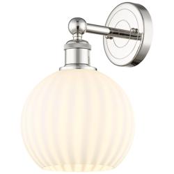 Edison 12.25" High Polished Nickel Sconce With White Venetian Shade