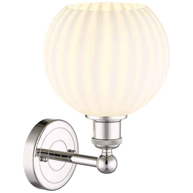 Image 2 Edison 12.25" High Polished Nickel Sconce With White Venetian Shade more views