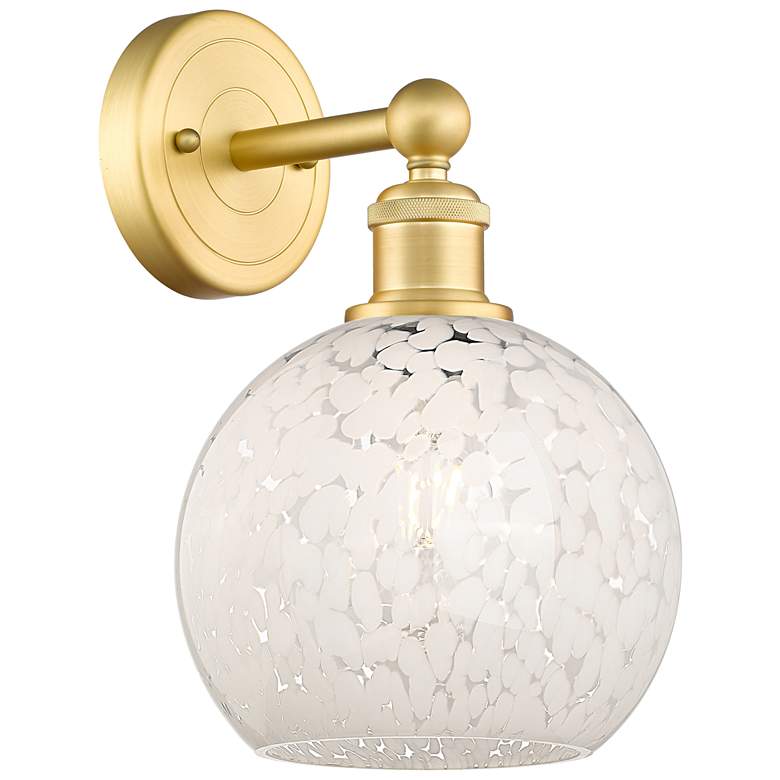 Image 1 Edison 12.25" High Satin Gold Sconce With White Mouchette Shade