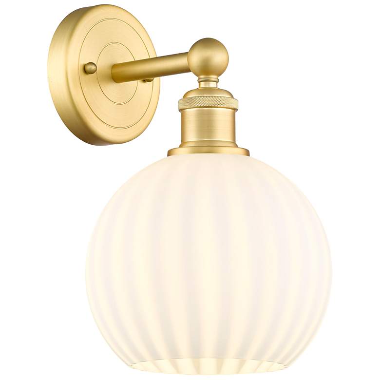 Image 1 Edison 12.25" High Satin Gold Sconce With White Venetian Shade