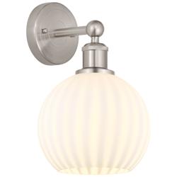 Edison 12.25" High Satin Nickel Sconce With White Venetian Shade