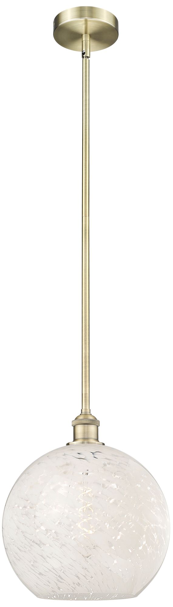 Edison 12" Wide Antique Brass Stem Hung Pendant With White Mouchette S