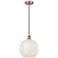 Edison 12" Wide Antique Copper Cord Hung Pendant With White Mouchette