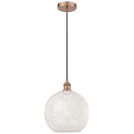 Edison 12" Wide Antique Copper Cord Hung Pendant With White Mouchette Edison 12" Wide Antique Copper Cord Hung Pendant With White Mouchette