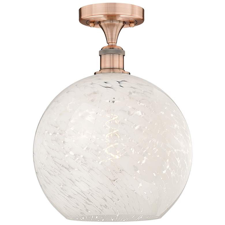 Image 1 Edison 12" Wide Antique Copper Semi-Flush Mount With White Mouchette S