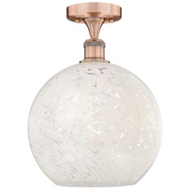 Edison 12" Wide Antique Copper Semi-Flush Mount With White Mouchette S Edison 12" Wide Antique Copper Semi-Flush Mount With White Mouchette S