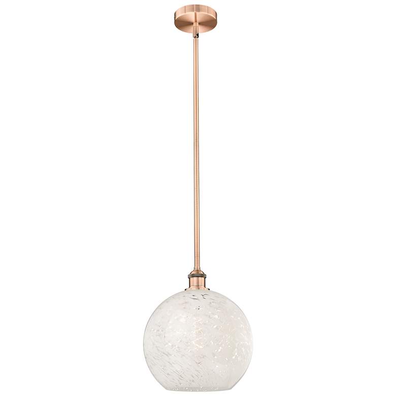Image 1 Edison 12" Wide Antique Copper Stem Hung Pendant With White Mouchette