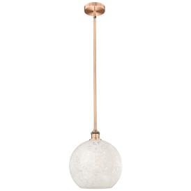Edison 12" Wide Antique Copper Stem Hung Pendant With White Mouchette Edison 12" Wide Antique Copper Stem Hung Pendant With White Mouchette