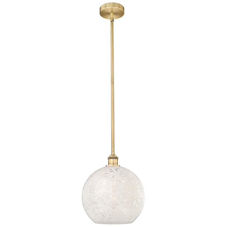 Image 1 Edison 12" Wide Brushed Brass Stem Hung Pendant With White Mouchette S