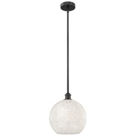 Edison 12" Wide Matte Black Stem Hung Pendant With White Mouchette Sha Edison 12" Wide Matte Black Stem Hung Pendant With White Mouchette Sha