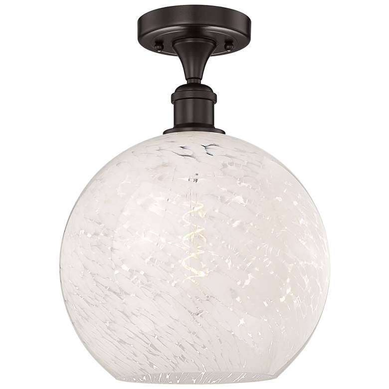 Image 1 Edison 12" Wide Oil Rubbed Bronze Semi-Flush Mount w/ White Mouchette