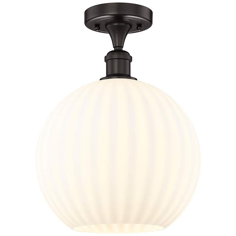 Image 1 Edison 12" Wide Oil Rubbed Bronze Semi-Flush Mount w/ White Venetian S