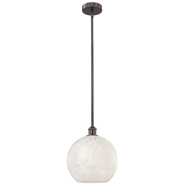 Image 1 Edison 12" Wide Oil Rubbed Bronze Stemmed Pendant w/ White Mouchette S