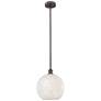 Edison 12" Wide Oil Rubbed Bronze Stemmed Pendant w/ White Mouchette S