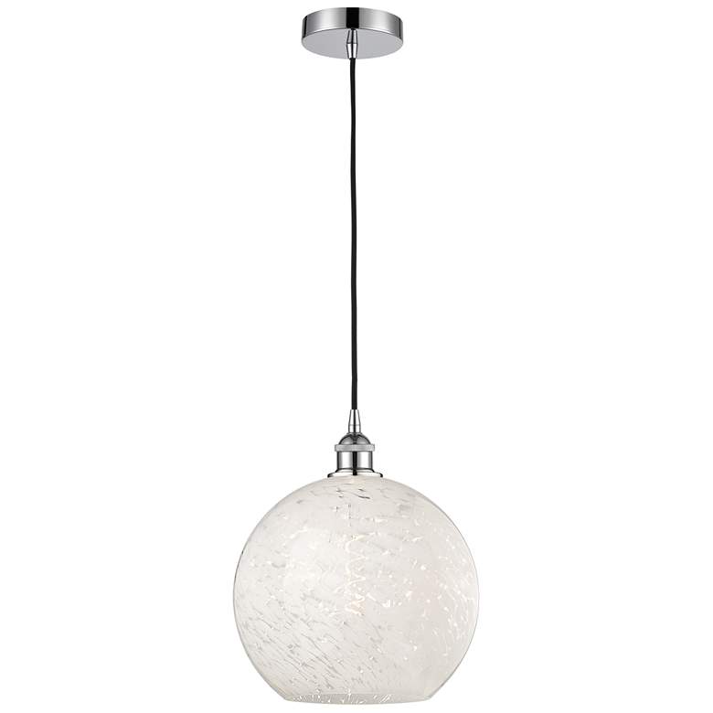 Image 1 Edison 12" Wide Polished Chrome Cord Hung Pendant w/ White Mouchette S