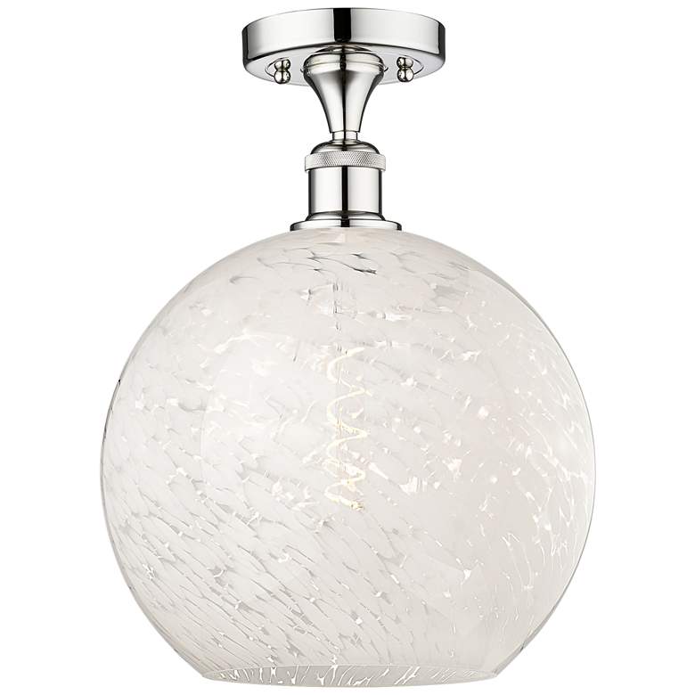 Image 1 Edison 12" Wide Polished Chrome Semi-Flush Mount With White Mouchette
