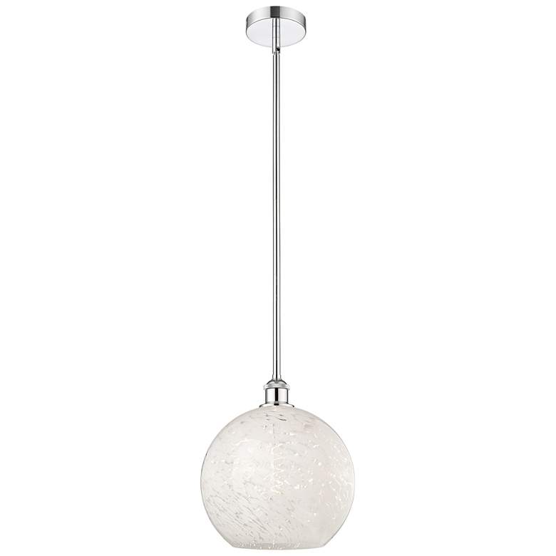 Image 1 Edison 12" Wide Polished Chrome Stem Hung Pendant w/ White Mouchette S