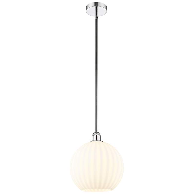 Image 1 Edison 12" Wide Polished Chrome Stem Hung Pendant With White Venetian
