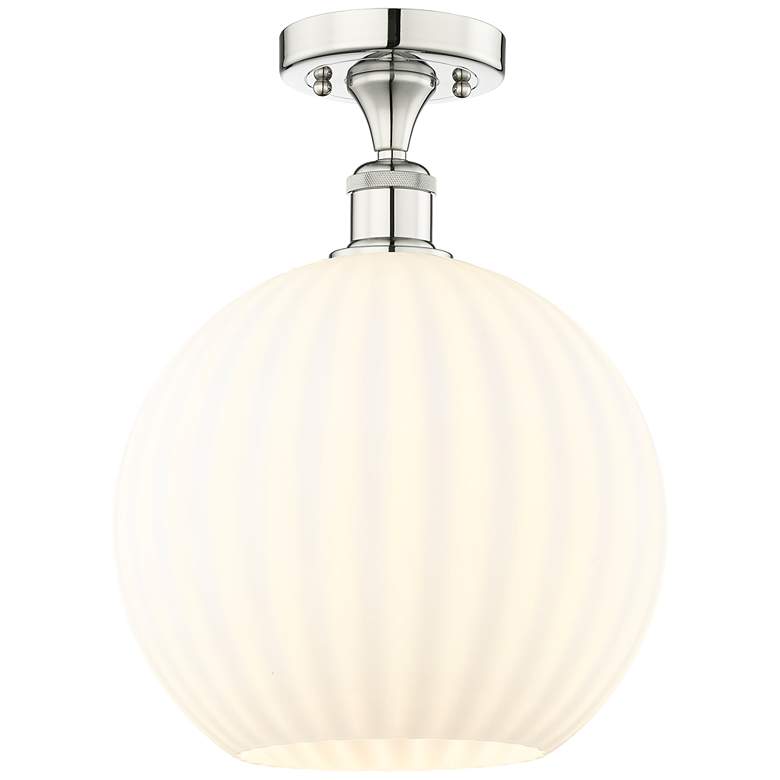 Image 1 Edison 12" Wide Polished Nickel Semi-Flush Mount With White Venetian S