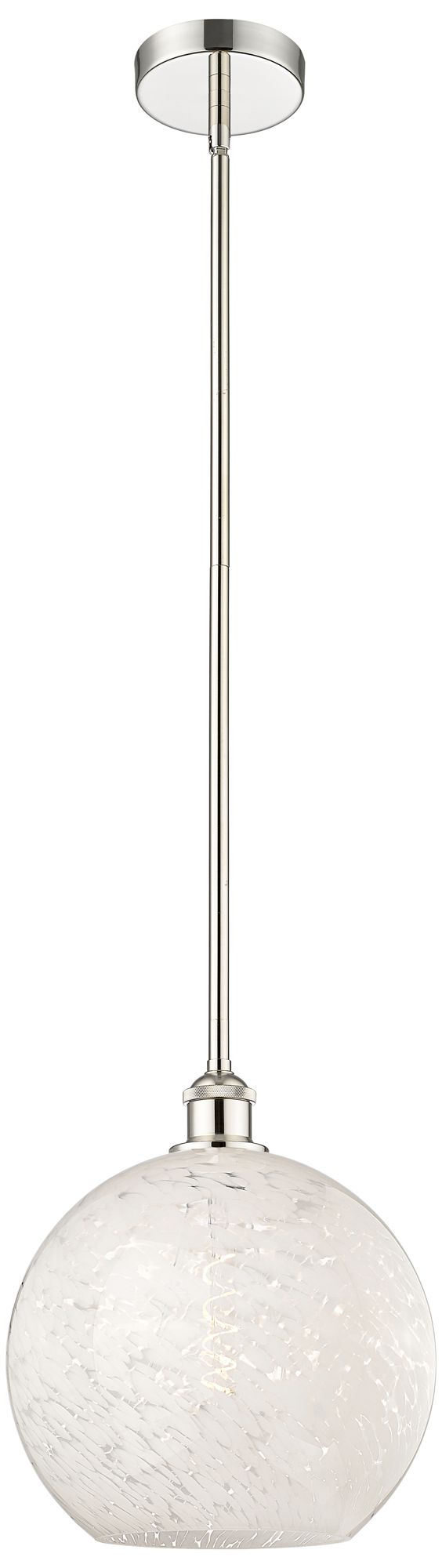 Edison 12" Wide Polished Nickel Stem Hung Pendant w/ White Mouchette S
