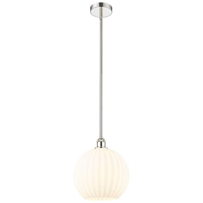 Image 1 Edison 12" Wide Polished Nickel Stem Hung Pendant With White Venetian