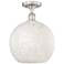 Edison 12"W Brushed Satin Nickel Semi-Flush Mount w/ White Mouchette S