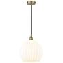 Edison 13.75" Wide Antique Brass Cord Hung Pendant w/ White Venetian S