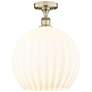 Edison 13.75" Wide Antique Brass Semi-Flush Mount With White Venetian