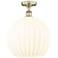 Edison 13.75" Wide Antique Brass Semi-Flush Mount With White Venetian