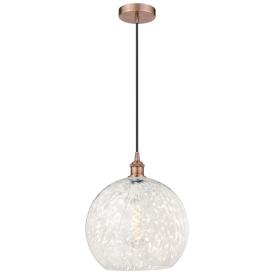 Edison 13.75" Wide Antique Copper Corded Pendant w/ White Mouchette Sh Edison 13.75" Wide Antique Copper Corded Pendant w/ White Mouchette Sh
