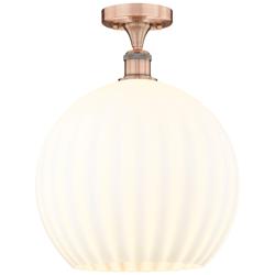 Edison 13.75" Wide Antique Copper Semi-Flush Mount w/ White Venetian S