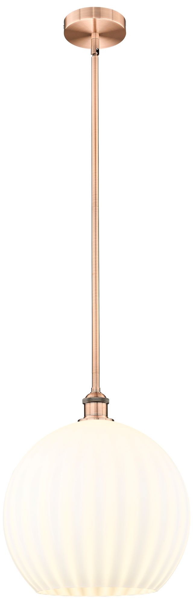 Edison 13.75" Wide Antique Copper Stem Hung Pendant w/ White Venetian