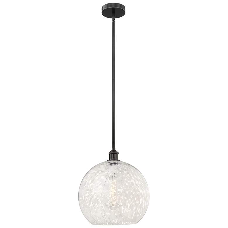 Image 1 Edison 13.75" Wide Matte Black Stem Hung Pendant With White Mouchette