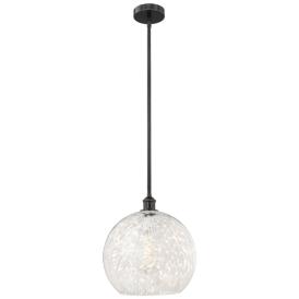 Edison 13.75" Wide Matte Black Stem Hung Pendant With White Mouchette Edison 13.75" Wide Matte Black Stem Hung Pendant With White Mouchette