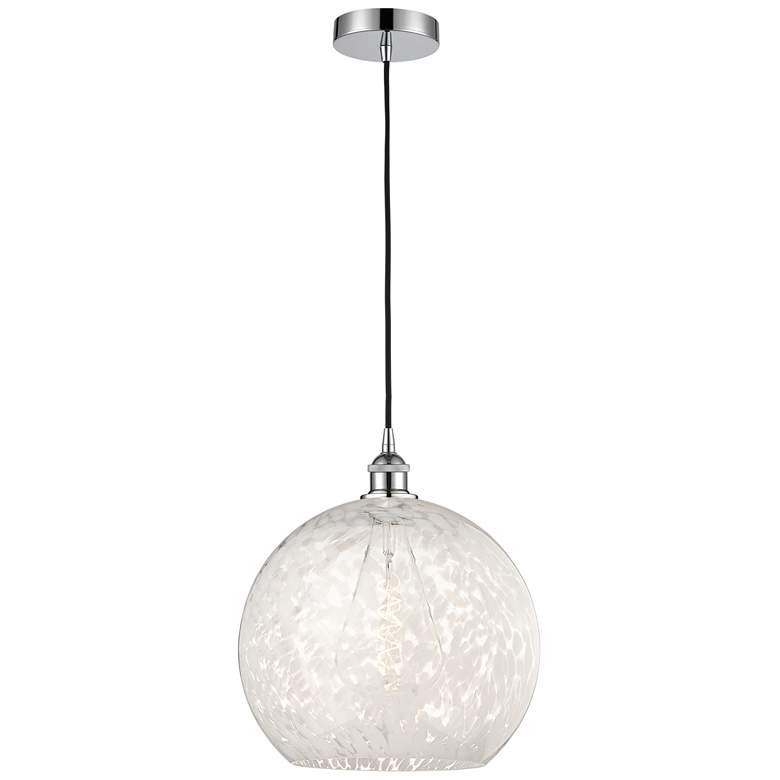 Image 1 Edison 13.75" Wide Polished Chrome Corded Pendant w/ White Mouchette S