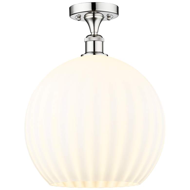 Image 1 Edison 13.75" Wide Polished Chrome Semi-Flush Mount w/ White Venetian