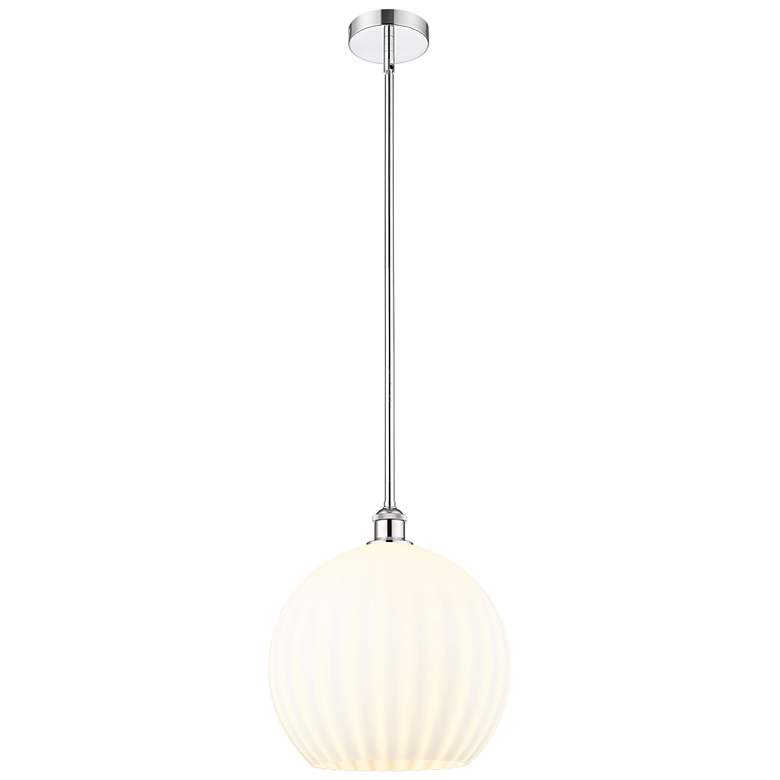 Image 1 Edison 13.75" Wide Polished Chrome Stemmed Pendant w/ White Venetian S