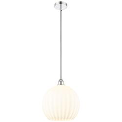 Edison 13.75" Wide Polished Chrome Stemmed Pendant w/ White Venetian S